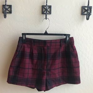 Red and black plaid shorts